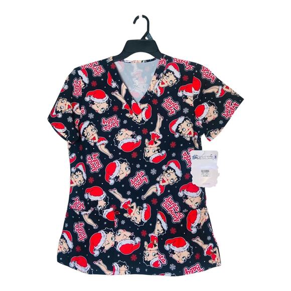 4202 Christmas Scooby Doo Scrub Tops Large Multi Womens V-Neck Lot of 3 Holiday - Picture 8 of 11